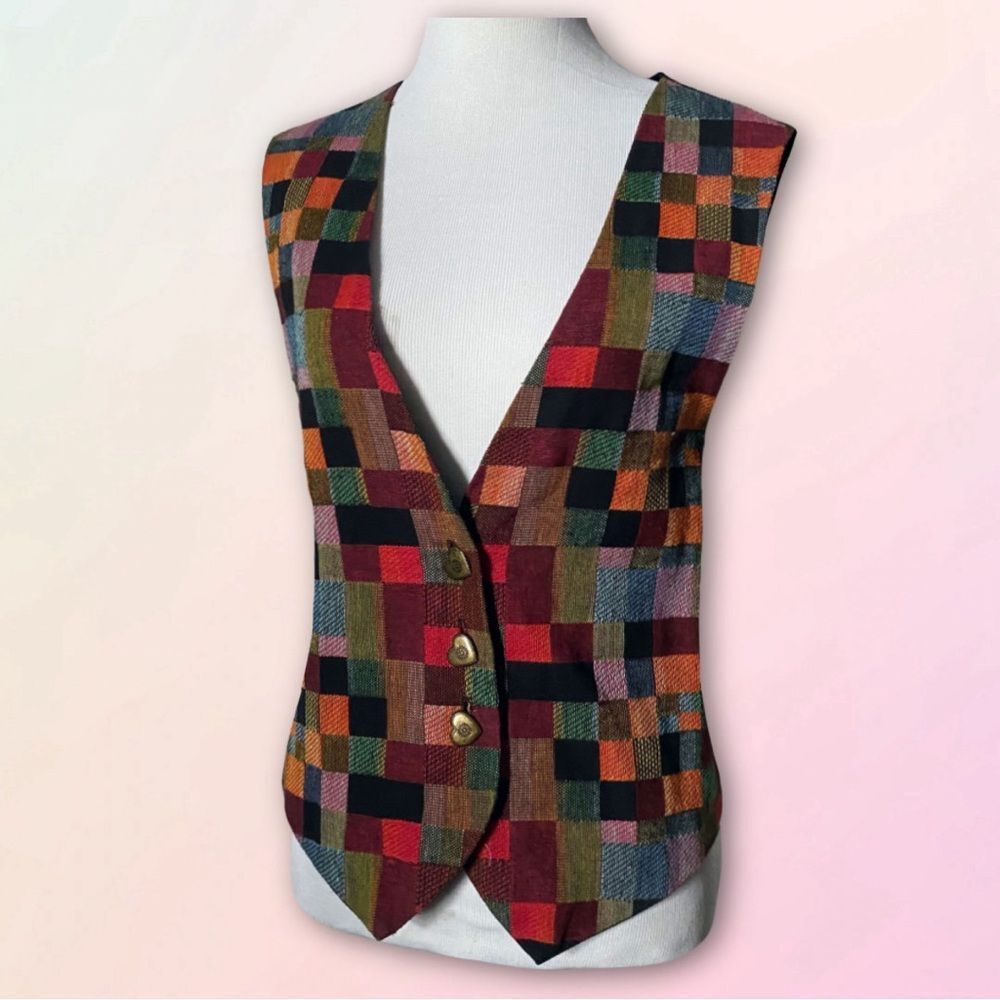 The Limited, Vintage, Plaid, Festive, Sleeveless Vest, OSFM